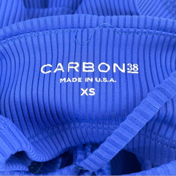 Carbon38 Blue Ribbed Athletic Crop Top - Picture 5 of 6